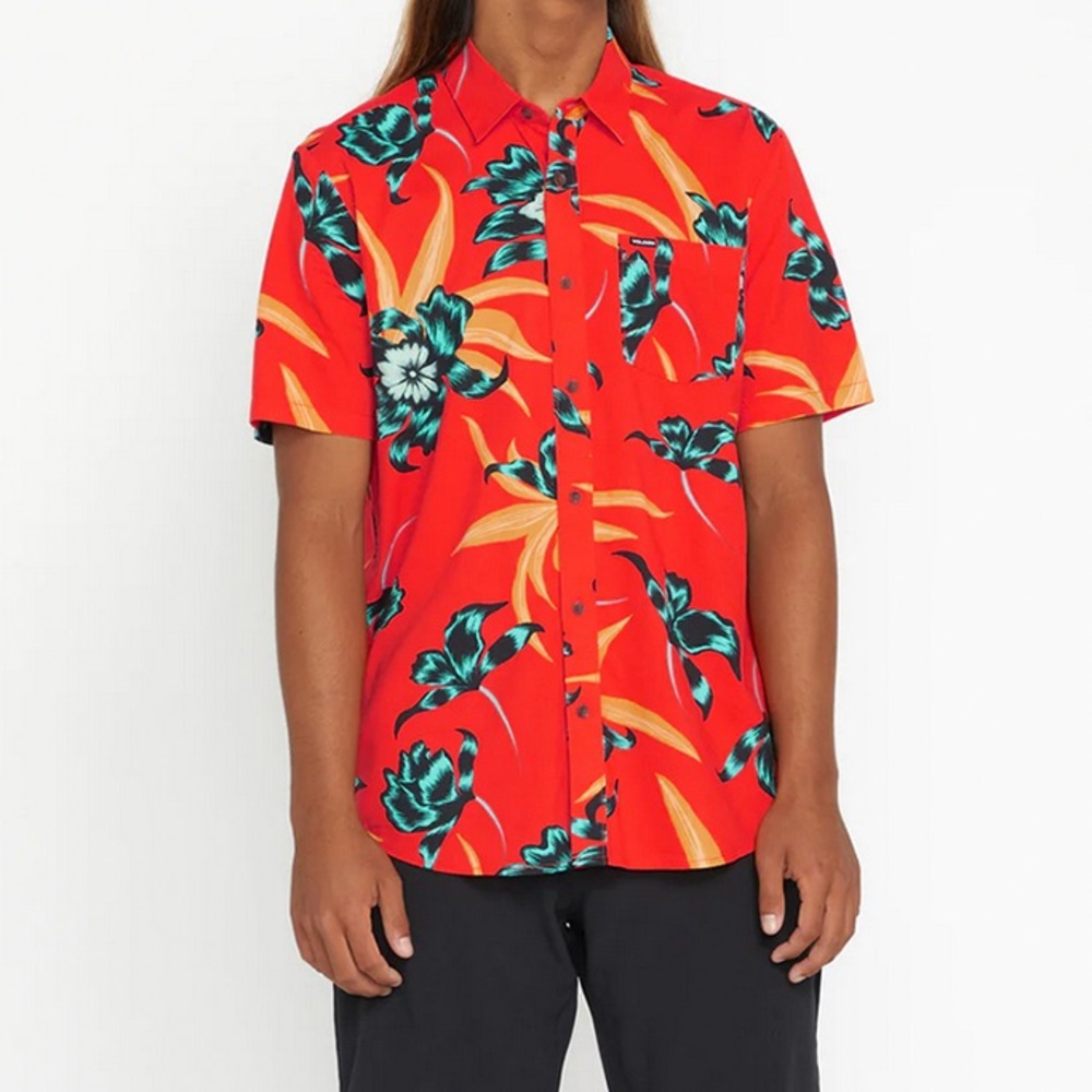 Volcom Island Shirt, Hawaiian Shirt, Orange, with tags never worn. Summer fun!